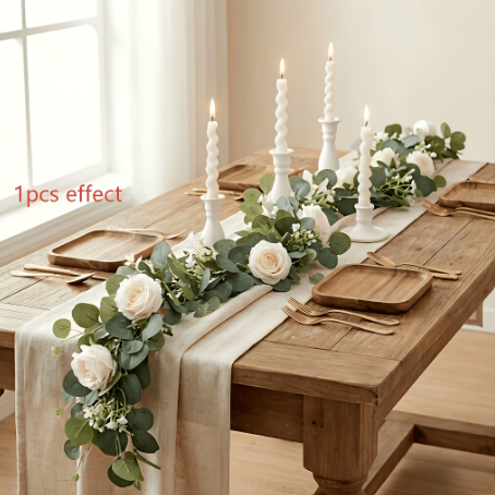 Miniature : Guirlande d’eucalyptus avec fleurs blanches
