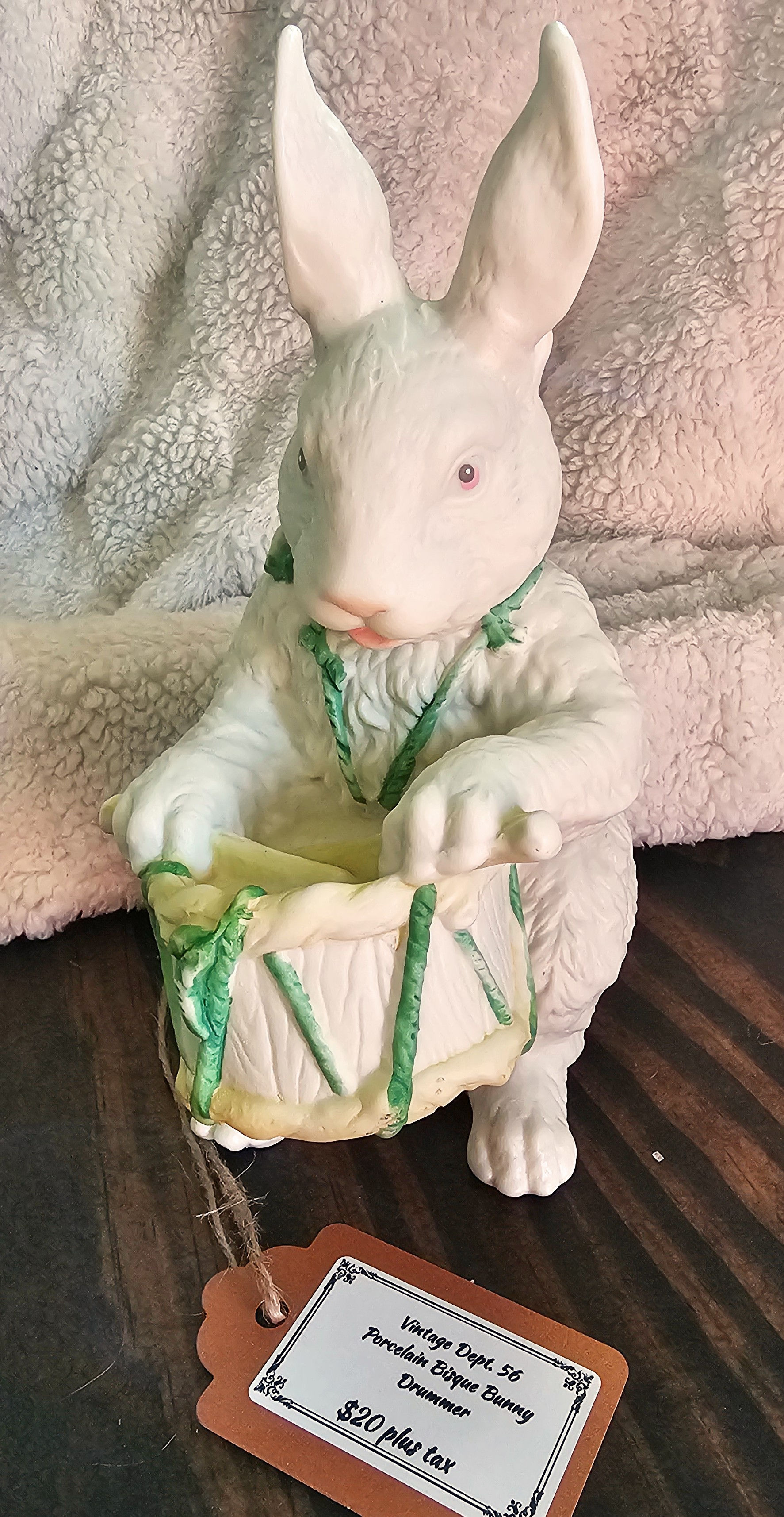 Vintage Dept. 56 Porcelain Bisque Bunny Drummer