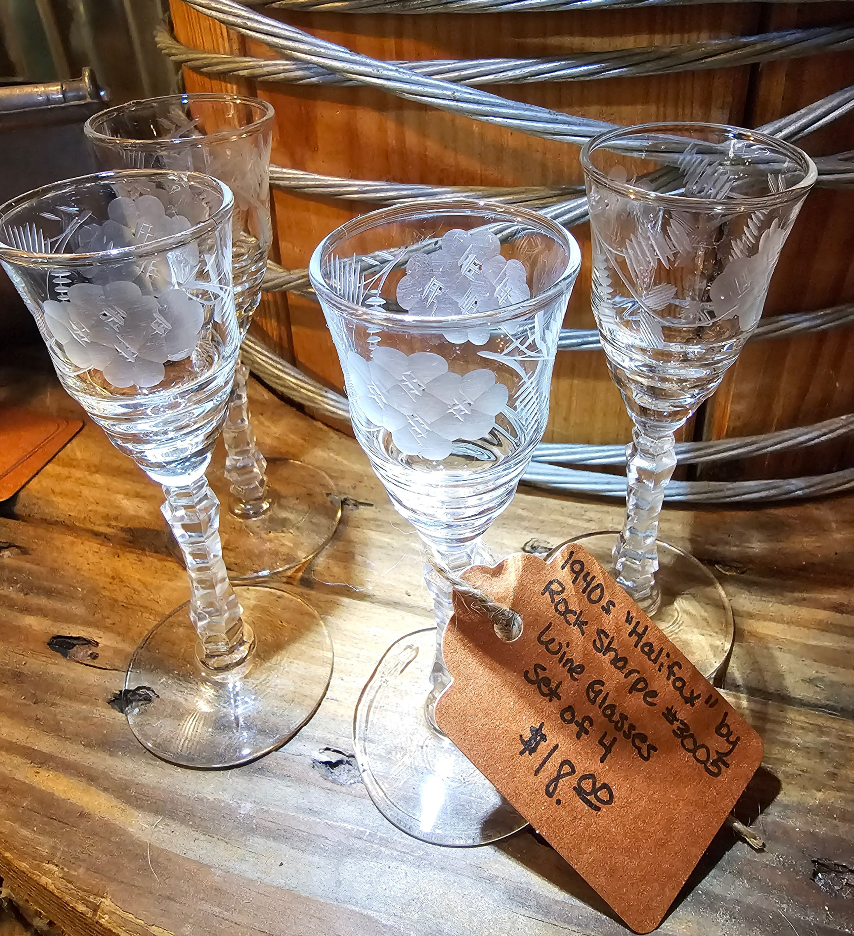1940's "Halifax" by Rock Sharpe #3005 Wine Glasses (Set of Four)