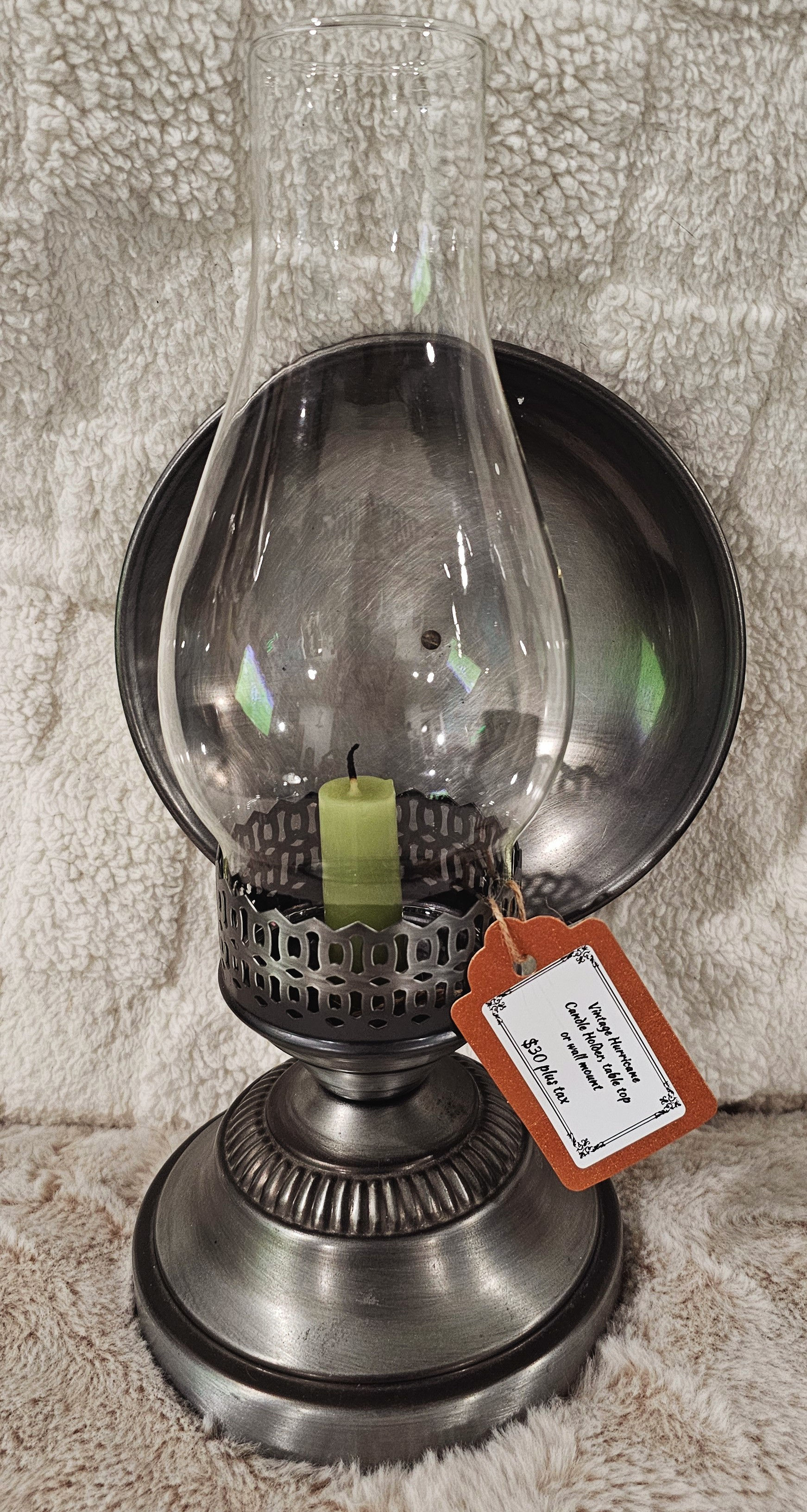 Vintage Hurricane Candle Holder, tabletop or wall mount