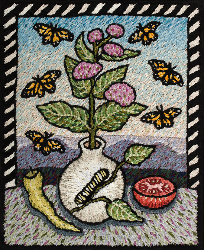 Monarchs and Milkweed (framed 18x16)
