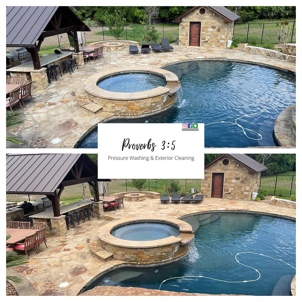Pool area pressure washing services in Austin, TX.