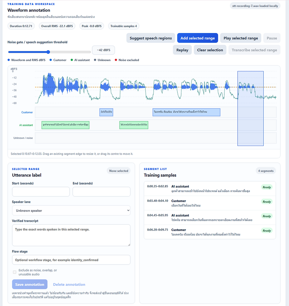 Speech-to-Text แปลงเสียงพูดเป็นข้อความสำหรับ AI Voice Agent