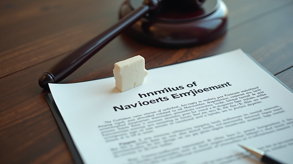 High angle view of a legal document with a 3D printed object beside it