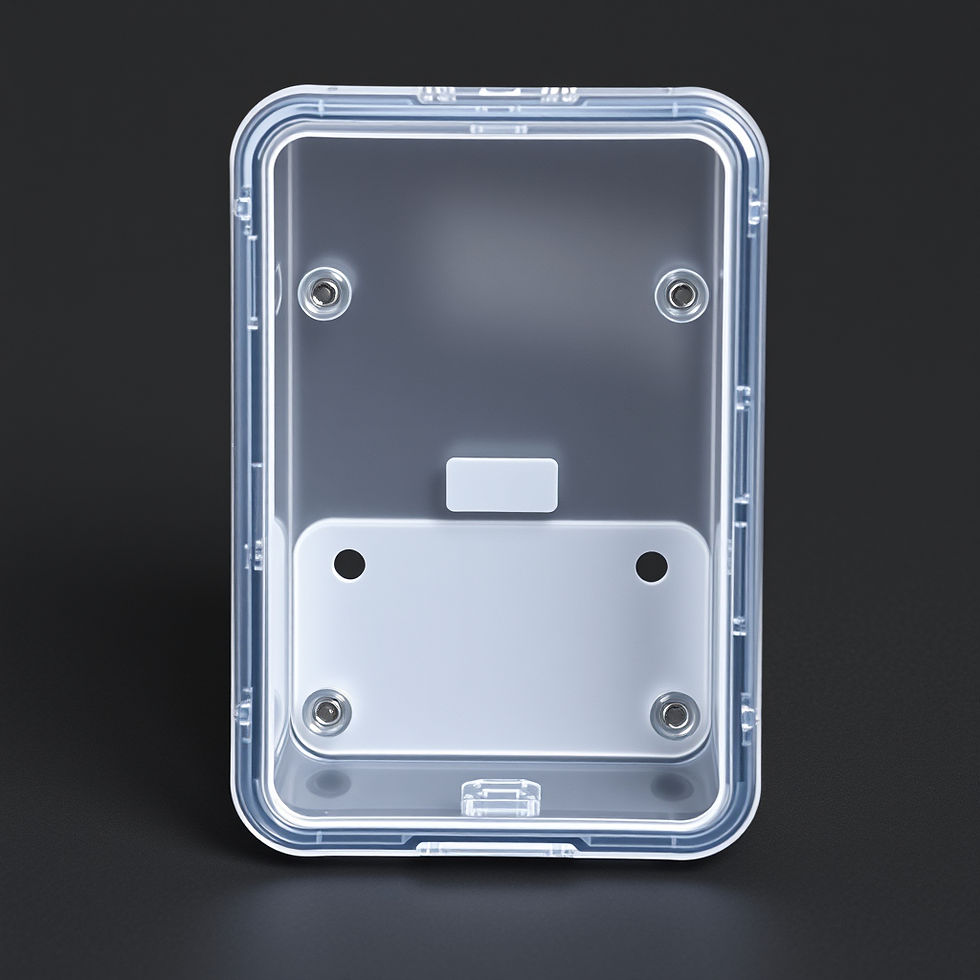 Close-up view of a 3D printed enclosure with intricate designs