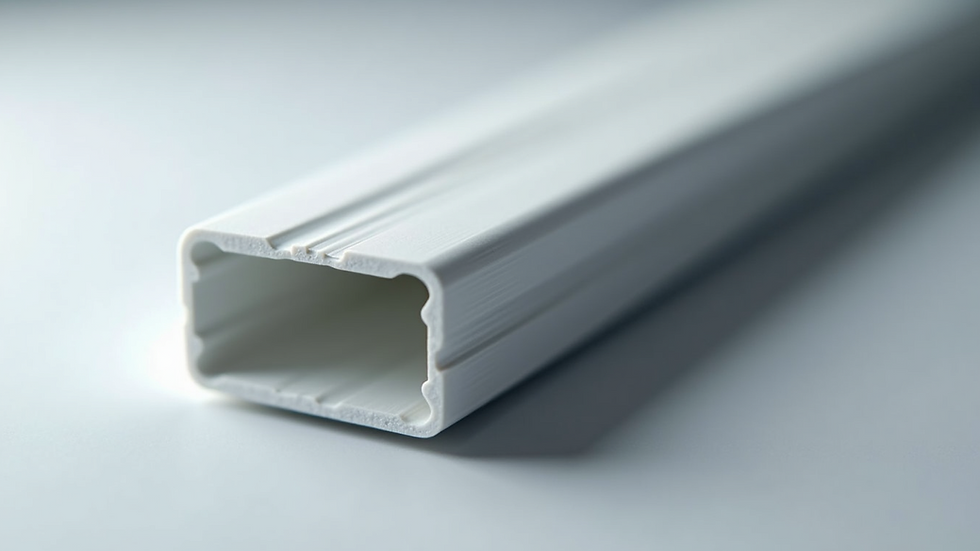 High angle view of a 3D-printed plastic prototype of an aluminium profile