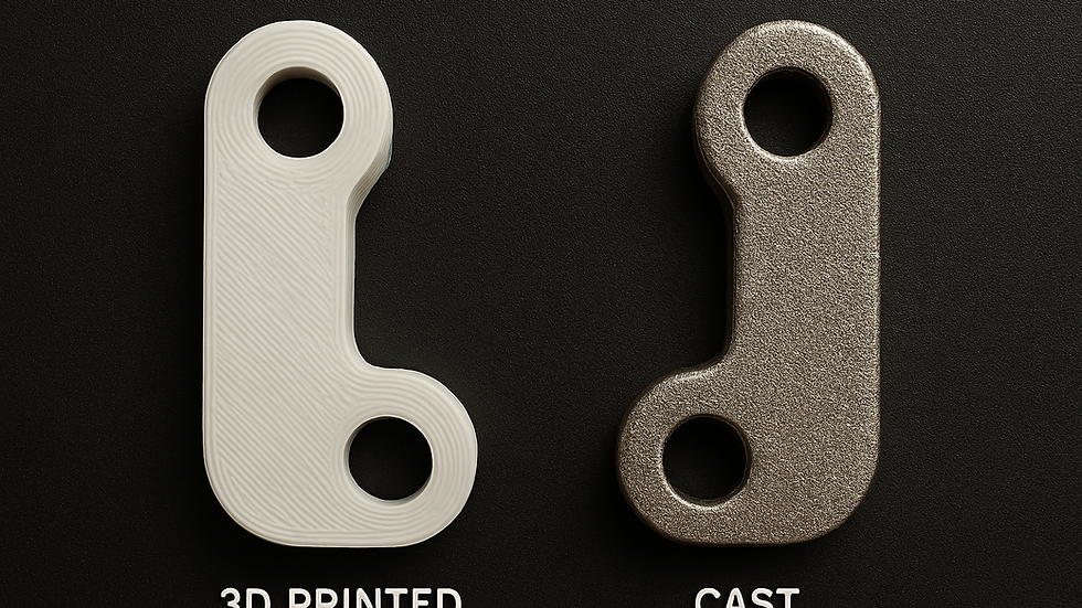 Close-up view of a 3D printed pattern used for investment casting