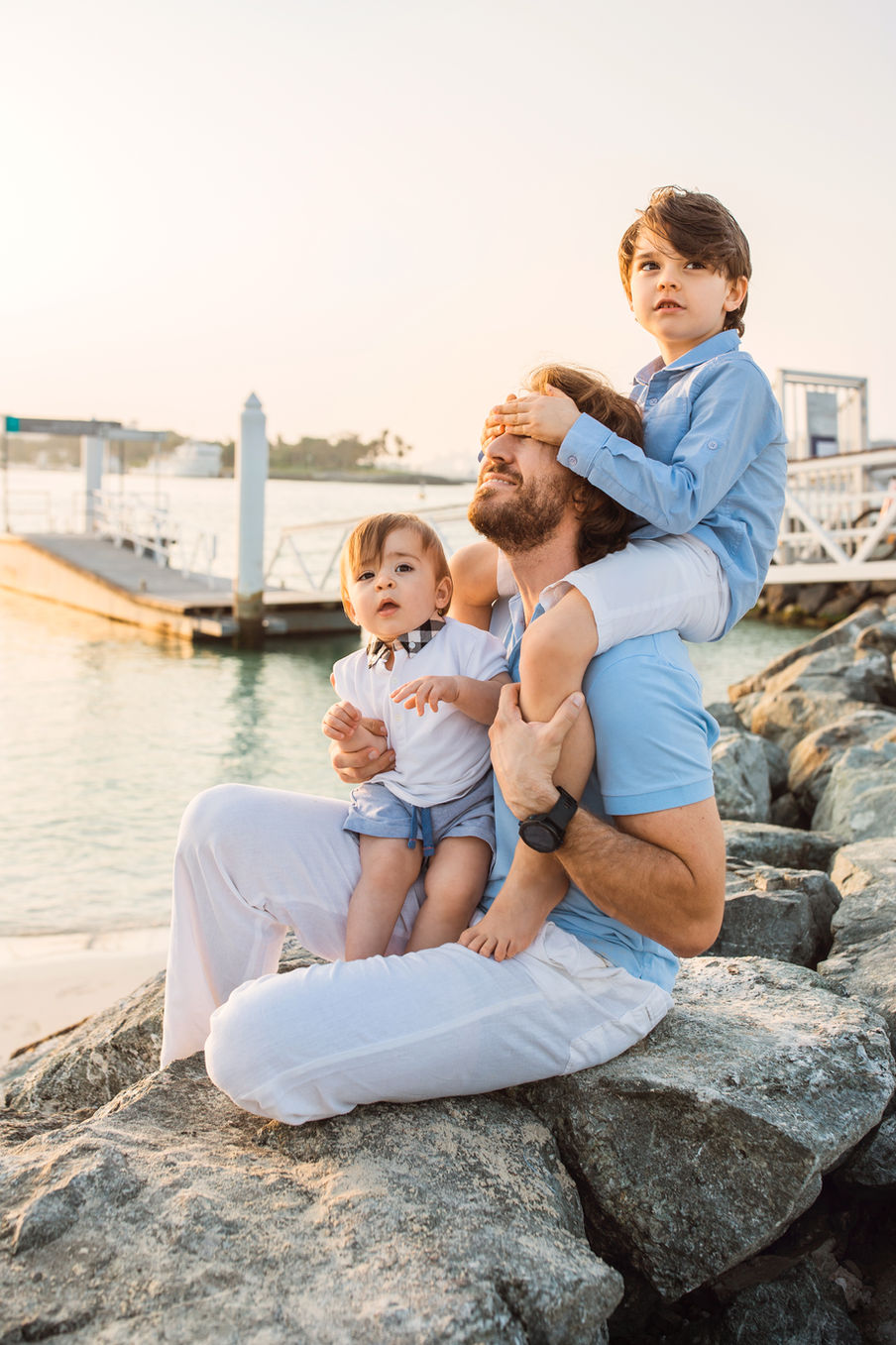 Sunset family photo session at the beach Abu Dhabi