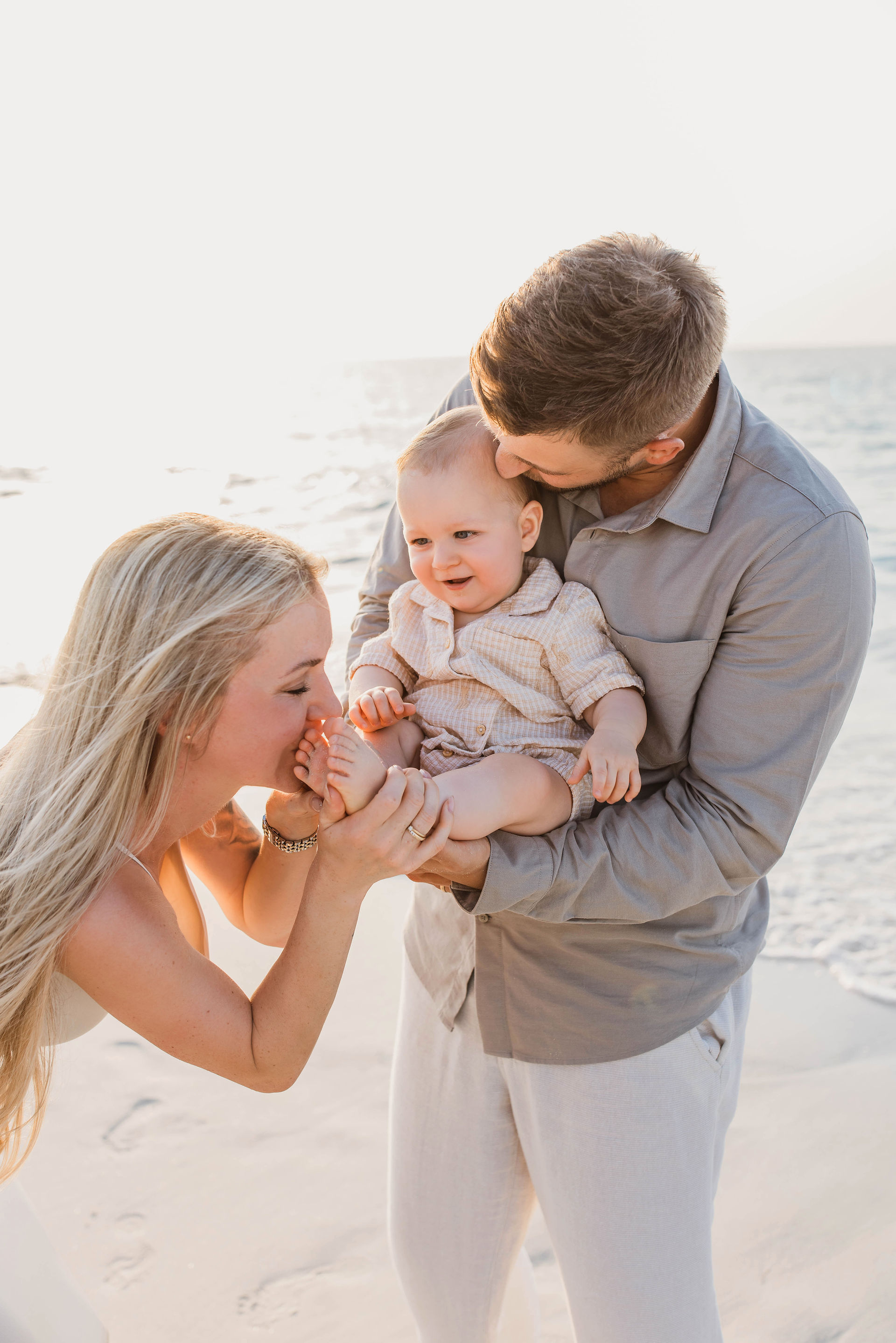 baby sitting on the beach in Abu Dhabi
