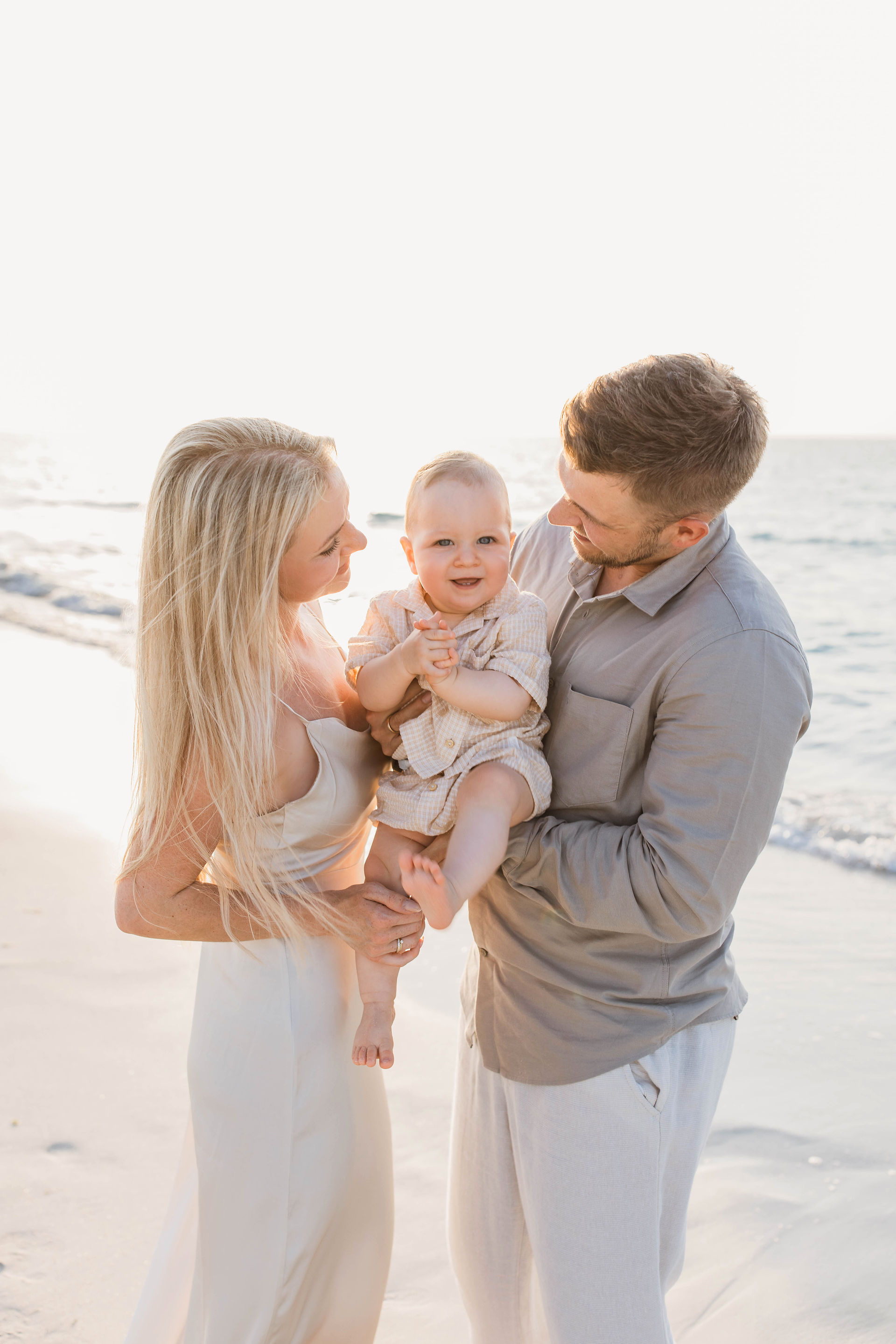 baby sitting on the beach in Abu Dhabi