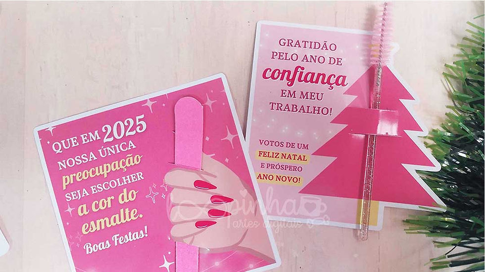 Miniatura: Cartão escovinha cílios e mini lixa Natal 2022 – EDITÁVEL no Canva