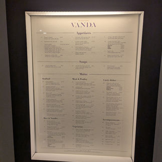 Hotel restaurant Vanda's menu