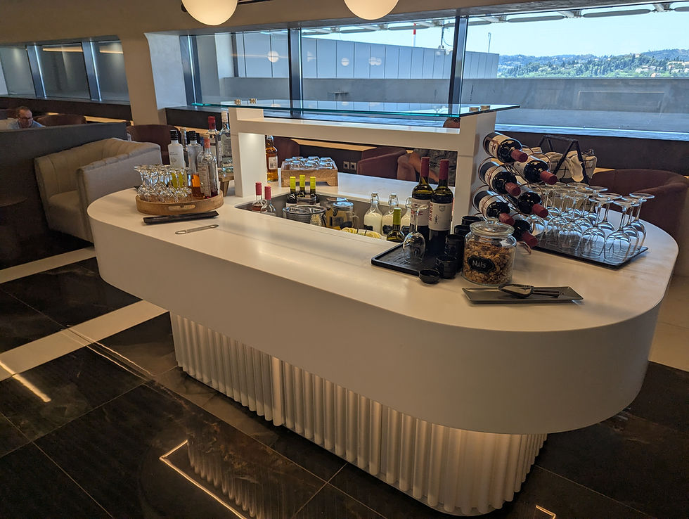 Assorted wine, and spirits at Goldair Handling Lounge Corfu Airport