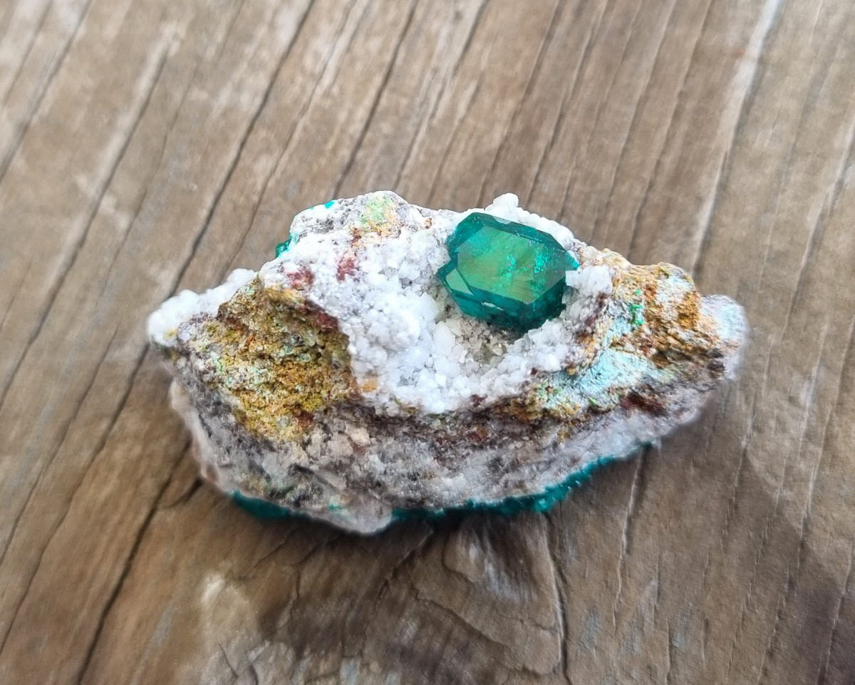 Dioptase on Dolomite - Tsumeb