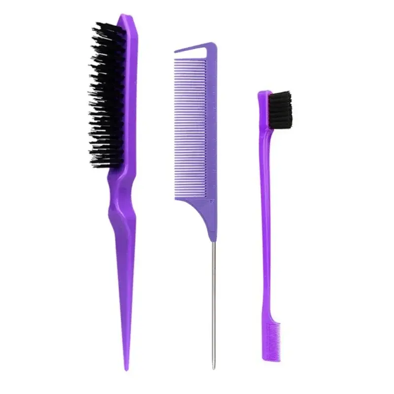 Thumbnail: 3pcs Hair Styling Comb Set Teasing Hair Brush Triple Teasing Comb Rat Tail Combs