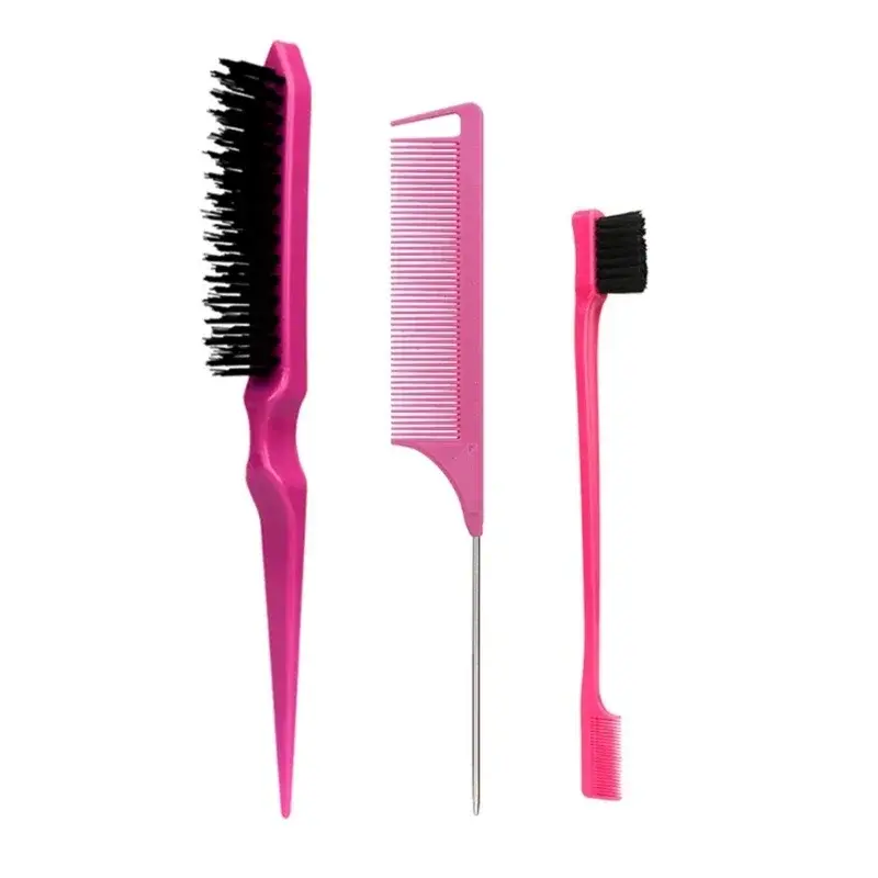 Thumbnail: 3pcs Hair Styling Comb Set Teasing Hair Brush Triple Teasing Comb Rat Tail Combs