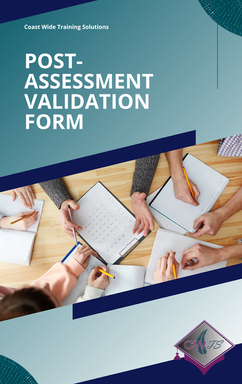 Post-Assessment Validation Form for RTOs, structured tool for recording post-assessment validation findings