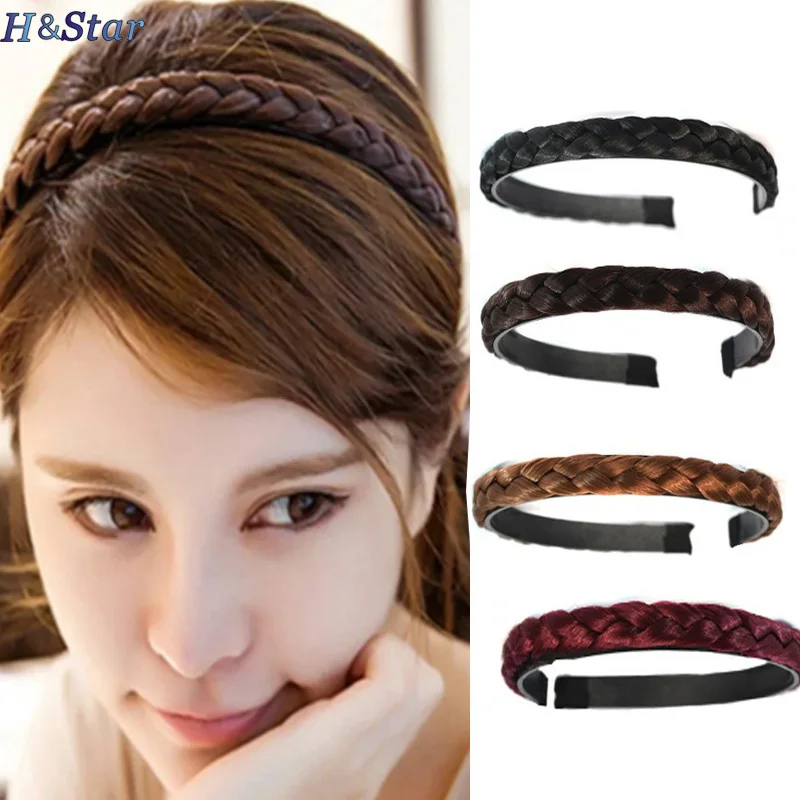 H&STAR Synthetic Braided Headband Hair Band Tooth Non-Slip Fishbone Braid Style