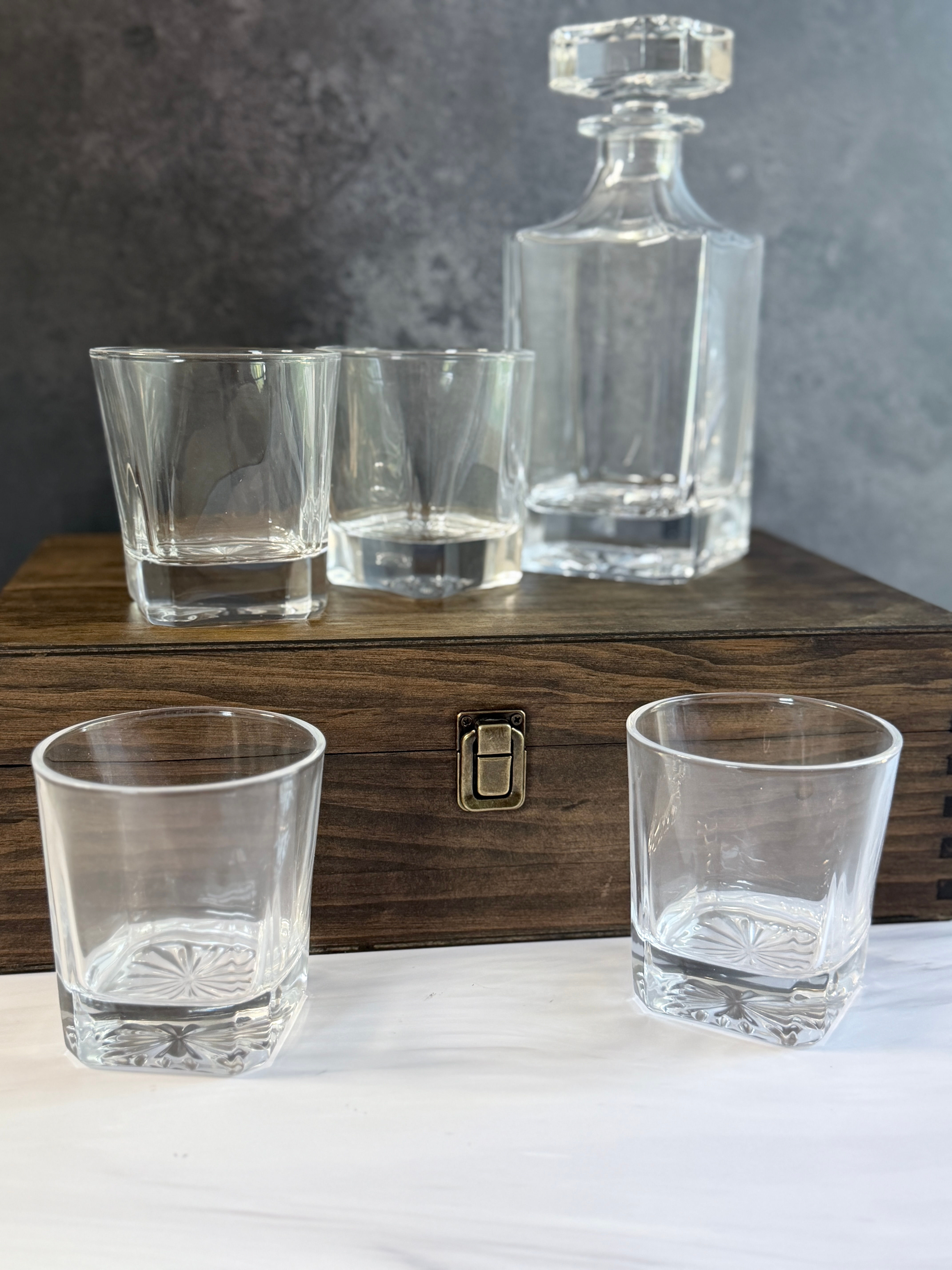 Personalized Whiskey Decanter Set with Engraved Presentation Box
