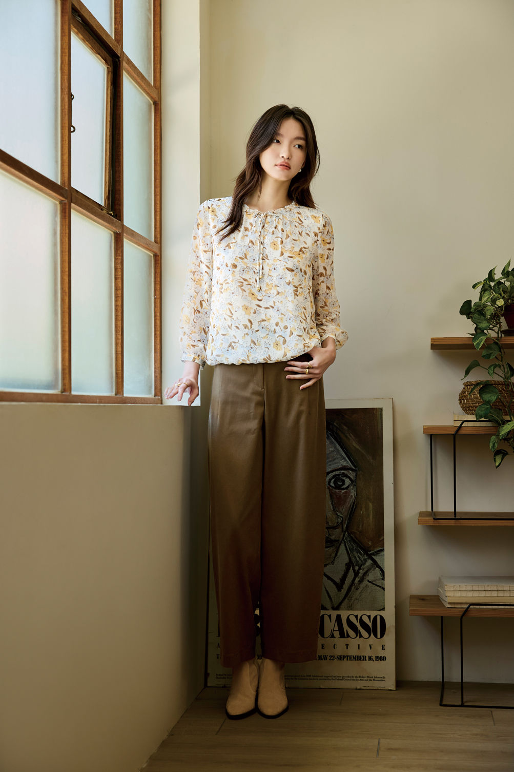 FIVE PENCE 清新花葉雪紡上衣