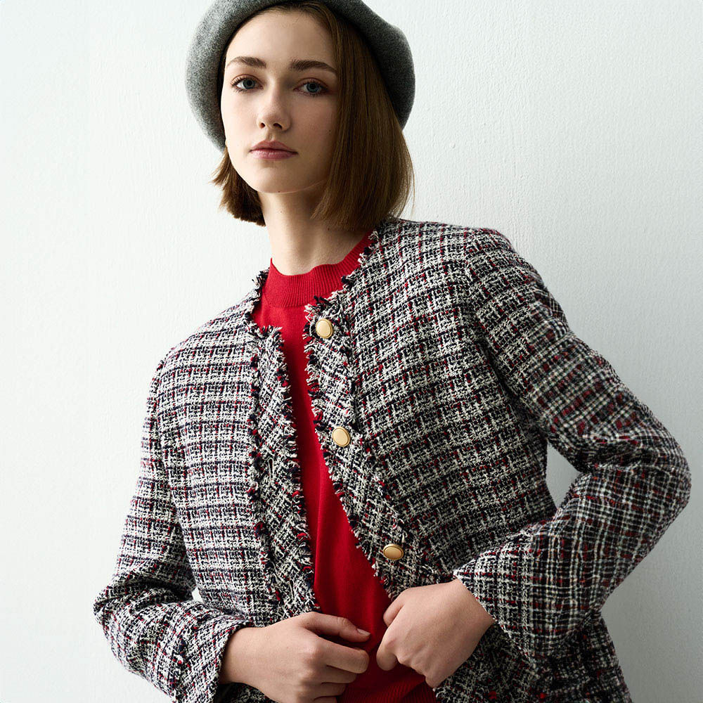 AZUR魅力小香風抽鬚外套