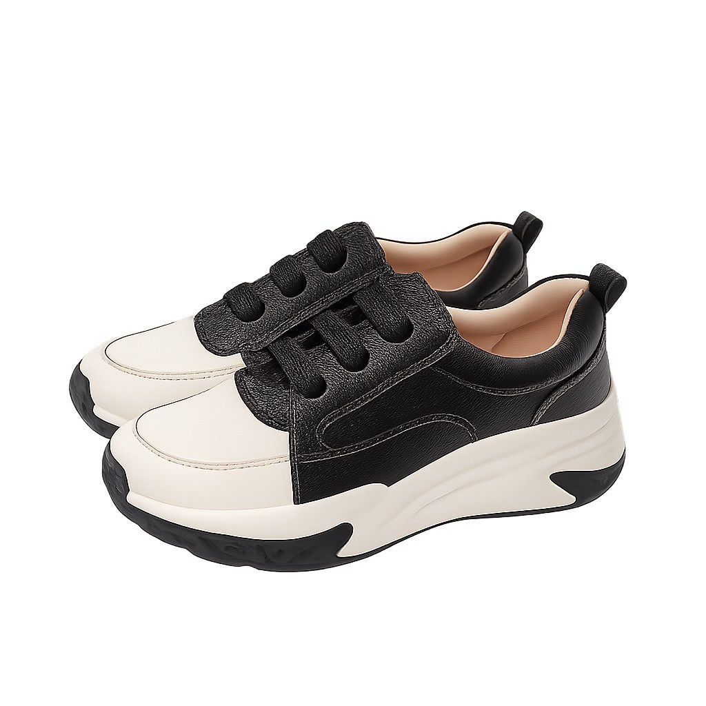SPA828 黑白拼接厚底運動鞋