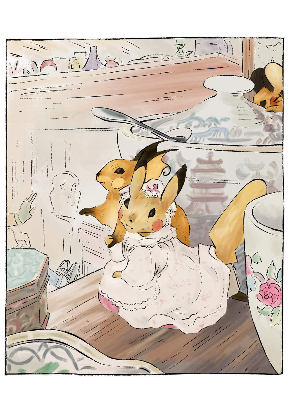 AnnikaBW_TheMiceListenToTheTailorsLament_Pokemon_Pikachu