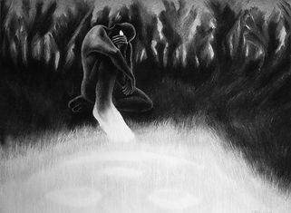 Narcisse 2017, fusain et crayon sur papi