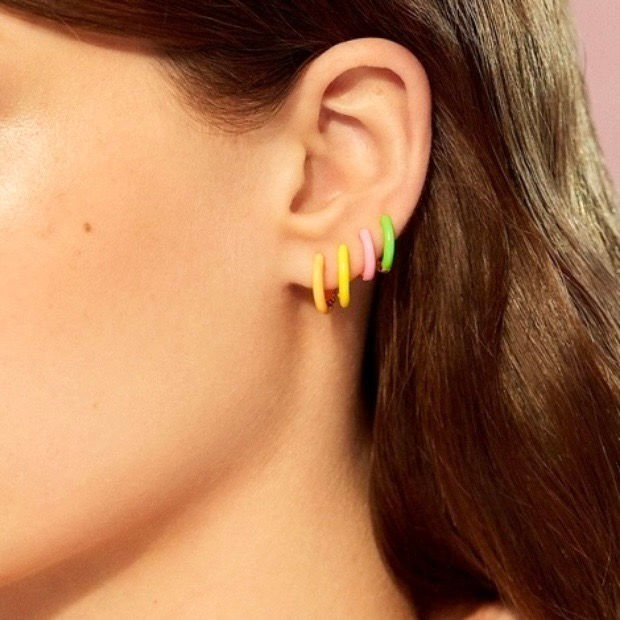 Thumbnail: Eccentric Enamel - Mini Huggie Earrings
