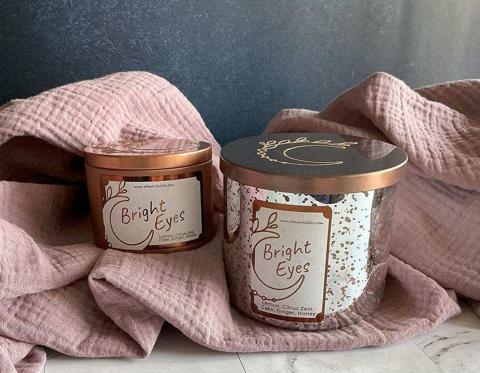 Thumbnail: Bright Eyes jars on pink fabric, labels read Bright Eyes, citrus scent