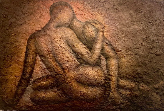Immersed in love. A painting showing a loving embrace.