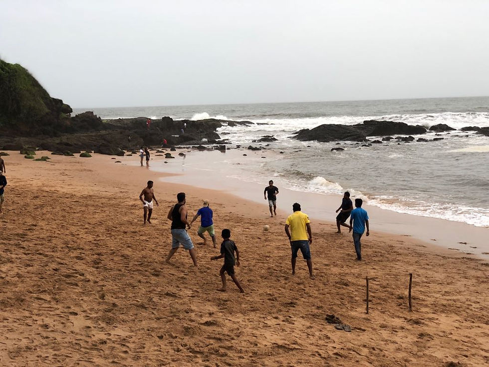 playing cricket at the beach