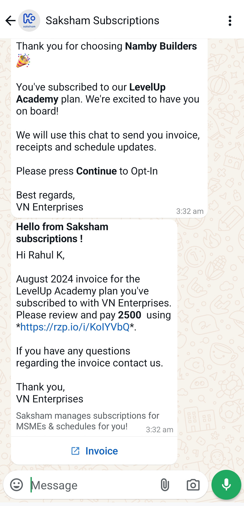 WhatsApp page