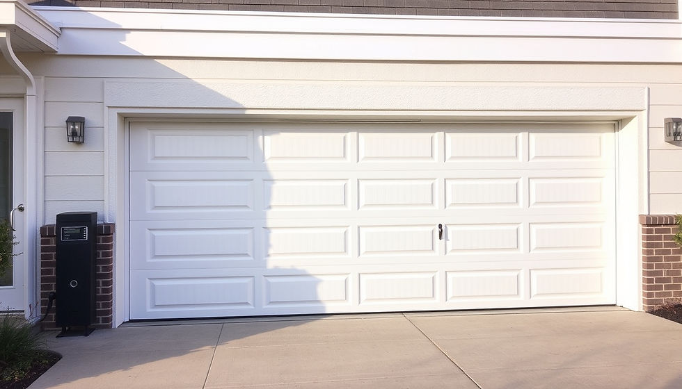 Close-up view of a garage door motor assembly
