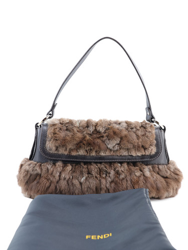 Fendi Baguette Rabbit Fur Shoulder Bag | Née Vintage