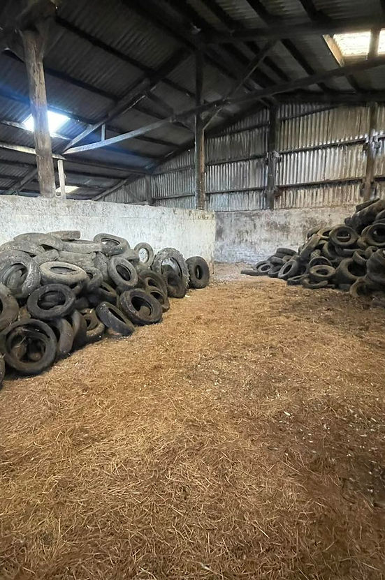 Tyres in a barn