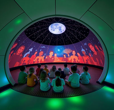 Inside immersive cinema dome for childre