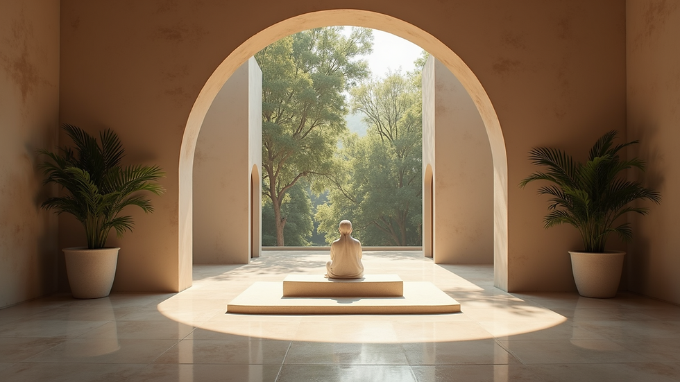 Eye-level view of a serene meditation space