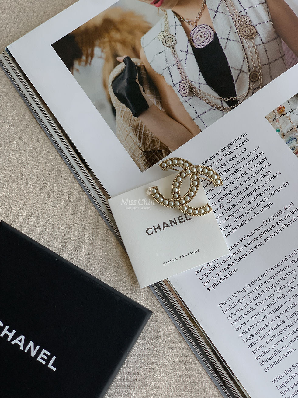 縮圖：Chanel 珍珠雙C胸針
