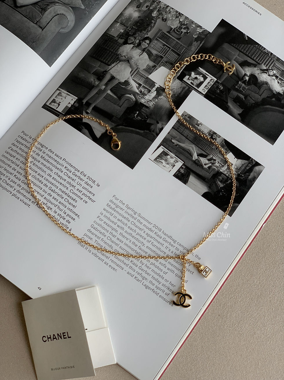 縮圖：Chanel 24P 方塊吊墜雙C項鍊