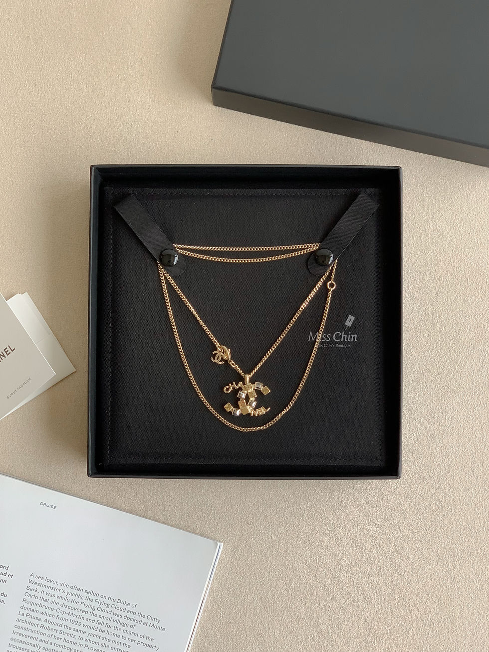 縮圖：Chanel 24C 金屬方塊雙C項鍊