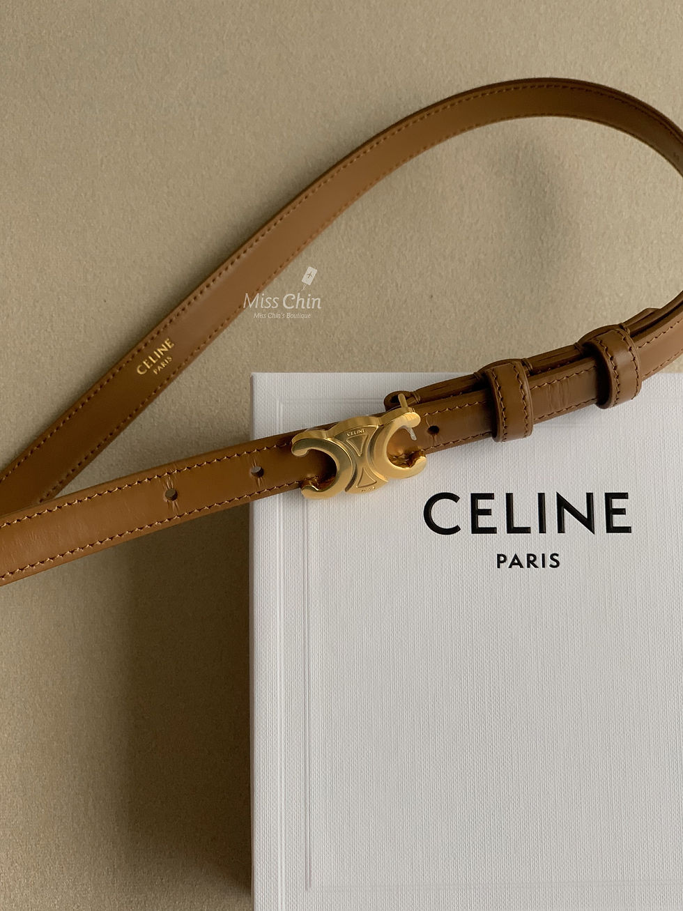縮圖：Celine 皮革 Triomphe 腰帶