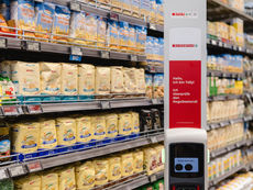 Der Industrieroboter Tally im Einsatz in einem Eurospar Markt.