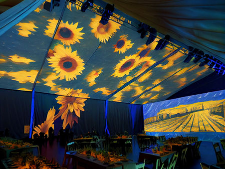 Maui wedding tent with projection mapping and custom immersive visual design by Event Horizon