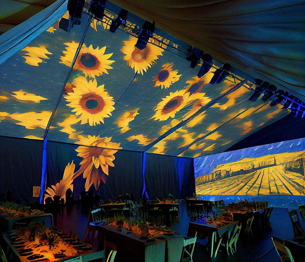 Maui wedding tent with projection mapping and custom immersive visual design by Event Horizon