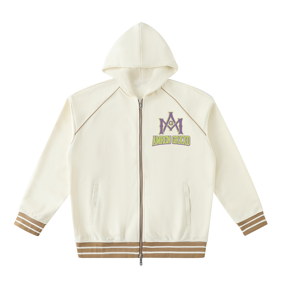 Thumbnail: Serenity // Striped Trim Zip-Up Hoodie