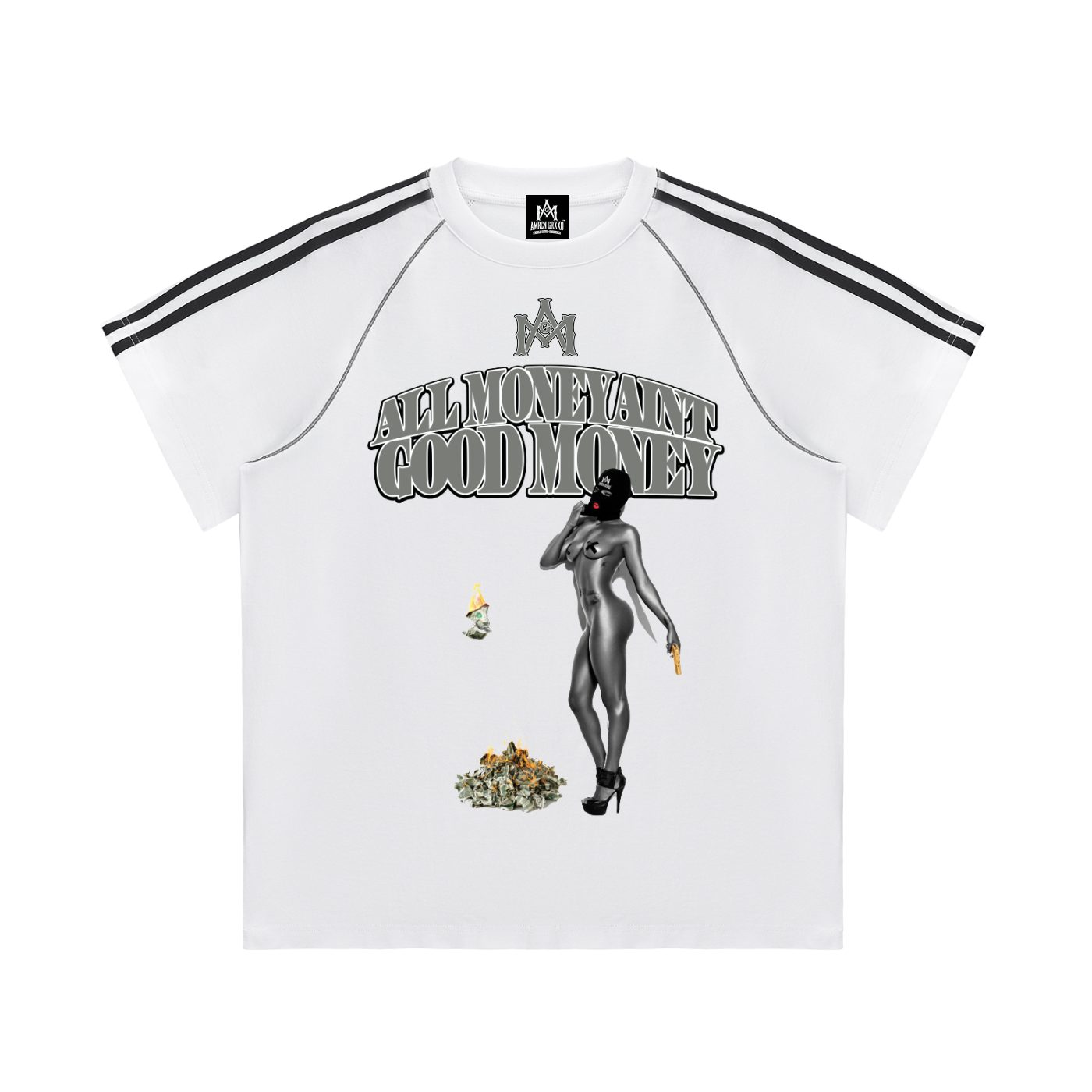All Money Aint Good Money // Striped T-Shirt