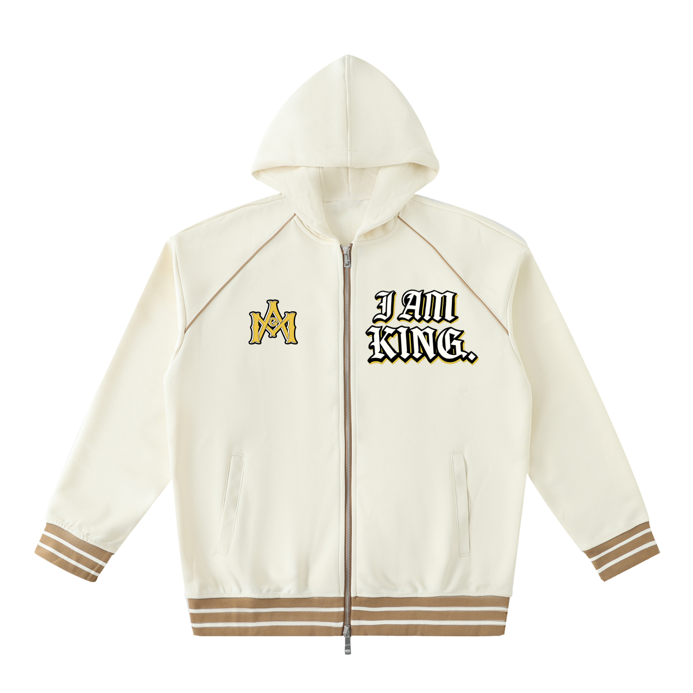 Black Jesus // Striped Trim Zip-Up Hoodie