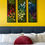 Thumbnail: Rainbow Moss Wall Art Large Set of 3 on Bedroom Wall Close Up