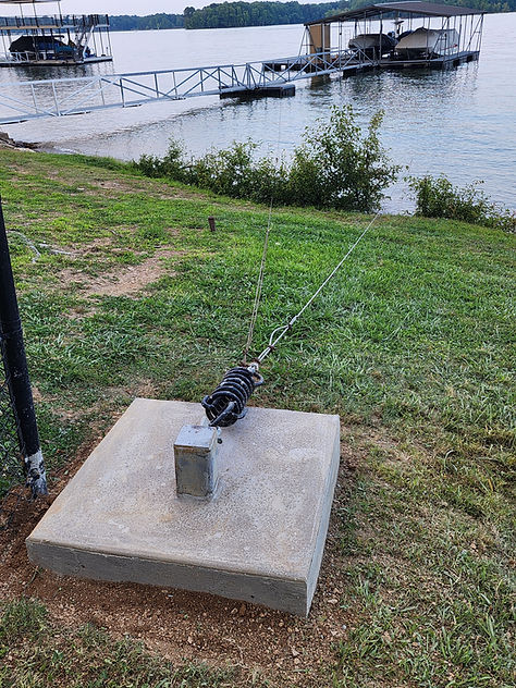 Right side dock anchor and cables